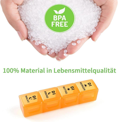 Tablettenbox 7 Tage BPA-frei Medikamentenbox 4 Fächer weiße Abdeckung