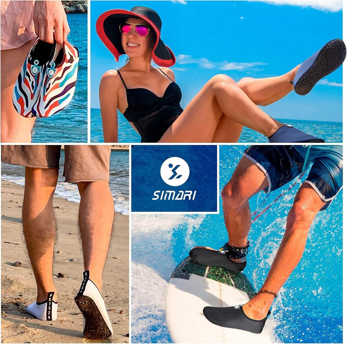 SIMARI Wasserschuhe Damen Herren schnelltrocknend Badeschuhe Surfschuhe