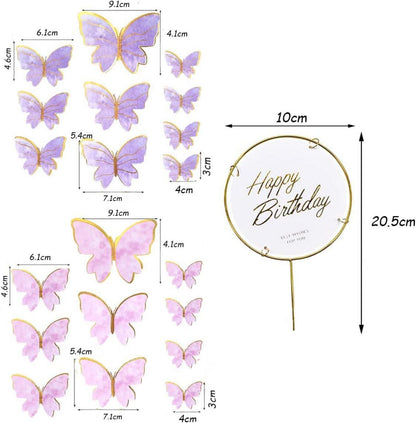 Lila 3D Schmetterling Tortendeko Cake Topper Geburtstag