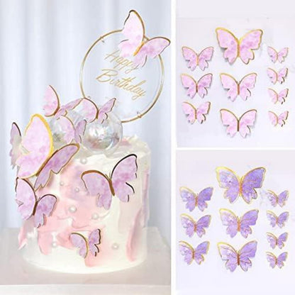 Happy Birthday Tortendeko Schmetterling 21tlg. 3D Butterfly lila Torte Cupcake