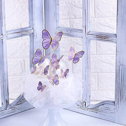 Happy Birthday Schmetterlinge Tortendeko Set Lila 21-teilig 3D Cake