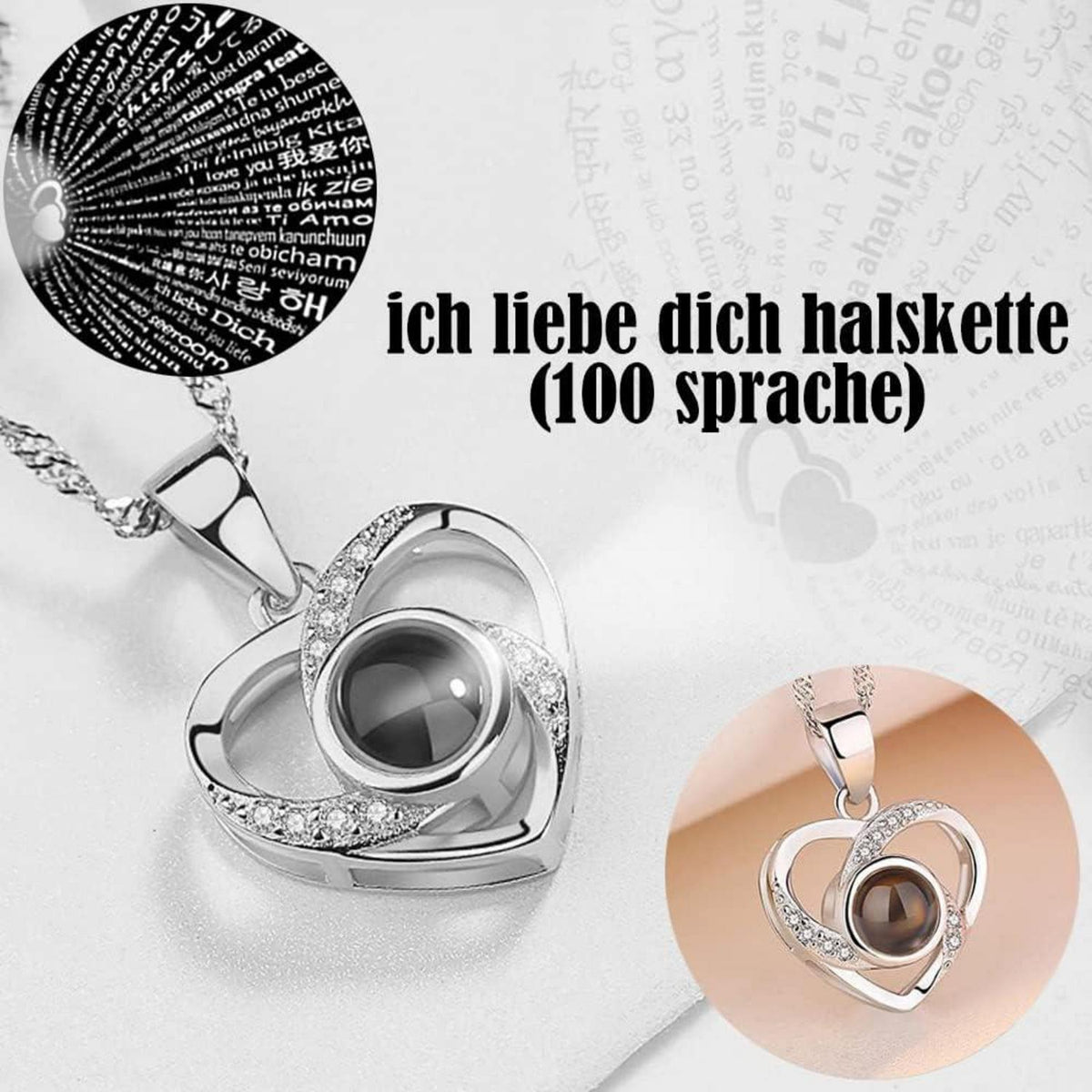 LOZACHE Rosen Geschenkbox mit Halskette für Frauen