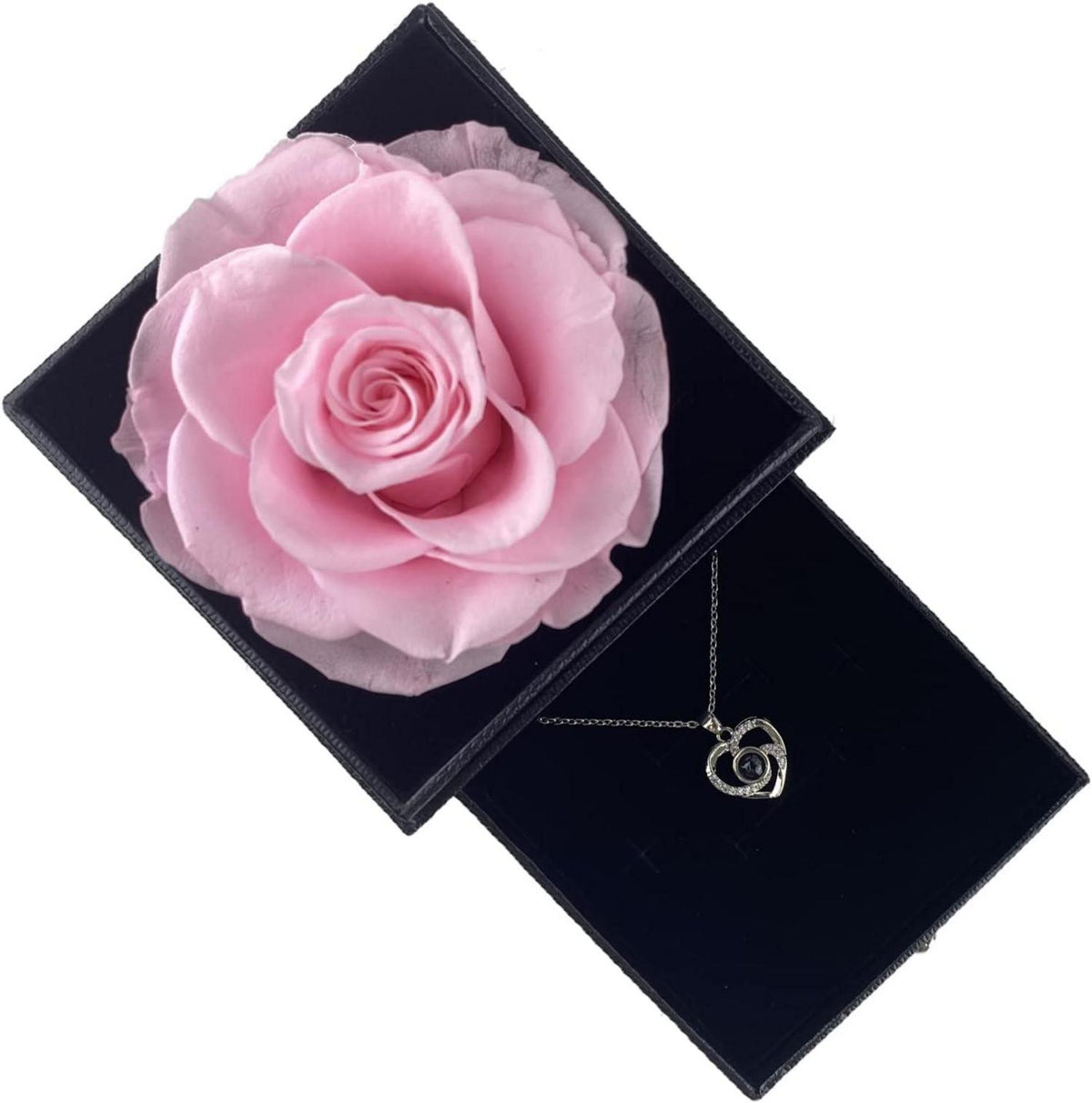 LOZACHE Rosen Blumen Schmuck-Geschenkbox mit Herz-Halskette für Frauen