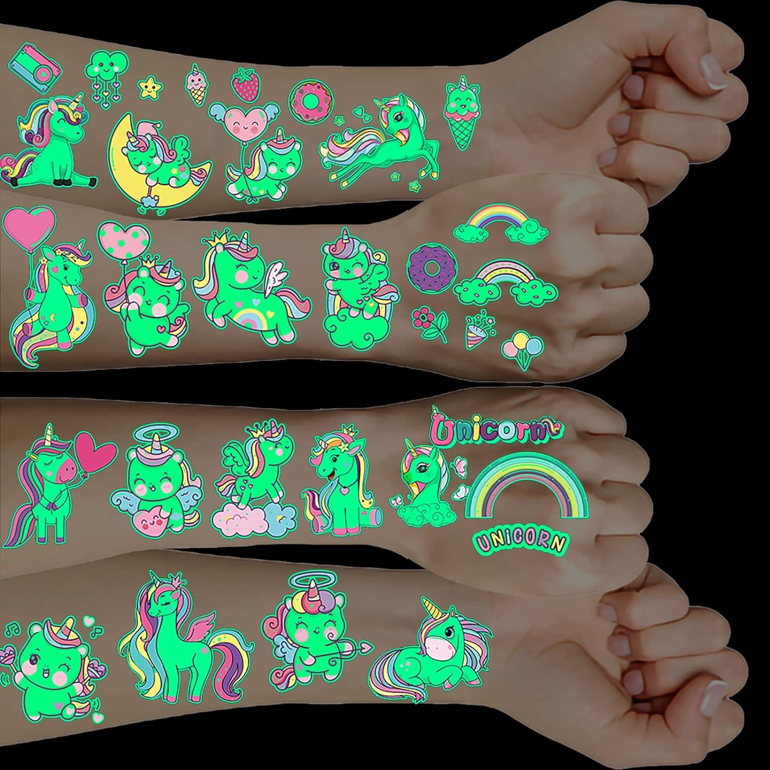 Einhorn Tattoo Kinder Leuchtende Kindertattoos Sticker 10 Blätter