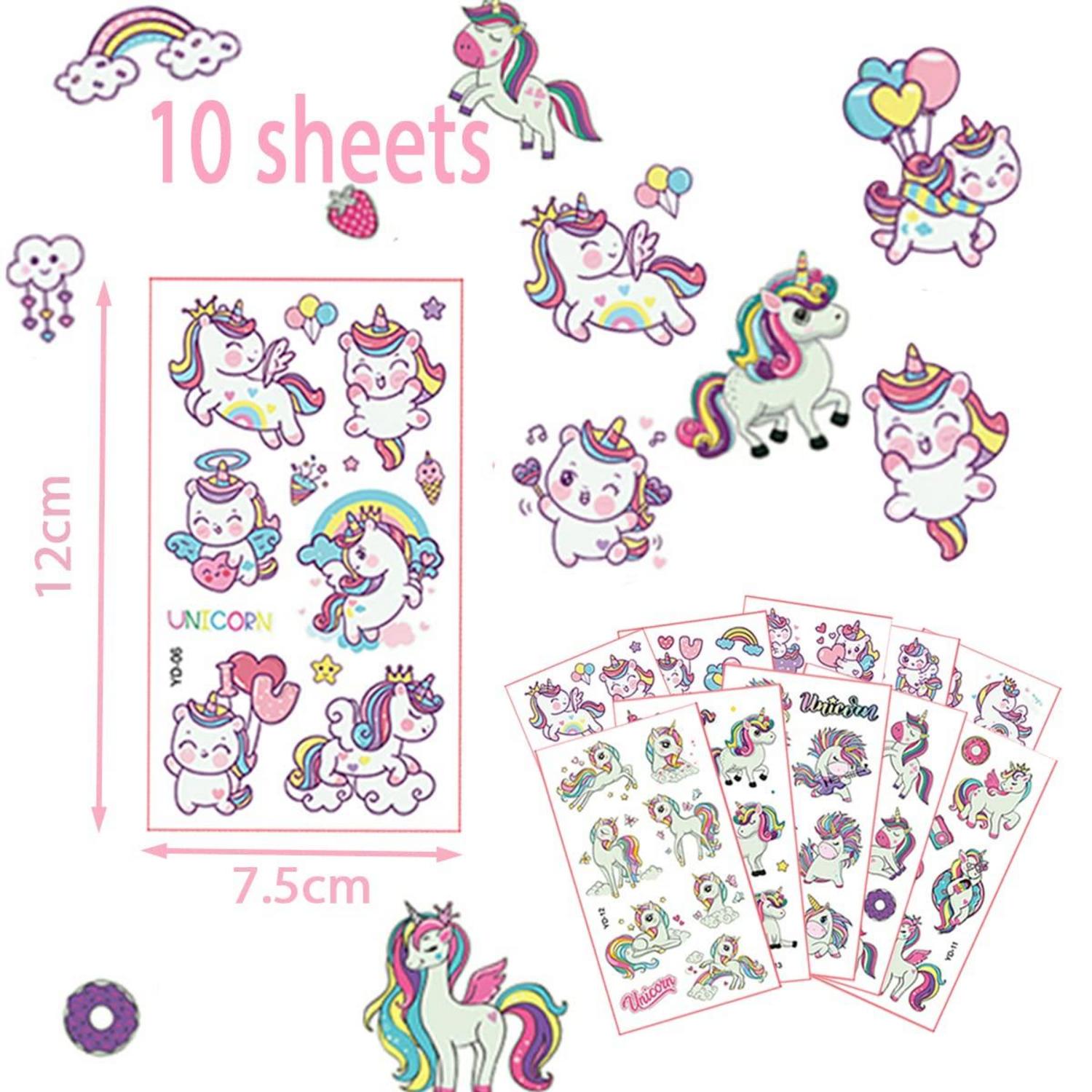 Einhorn Tattoo Kinder 10 Blätter Leuchtende Kindertattoos