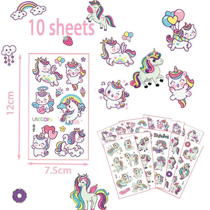 Einhorn Tattoo Kinder 10 Blätter Leuchtende Kindertattoos