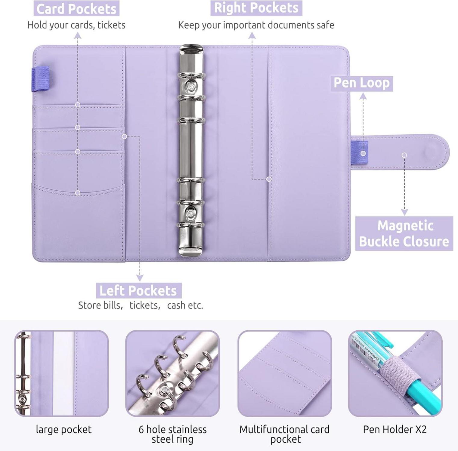 KONVINIT Budget Binder A6 Geldumschläge Etiketten Sparbuch Blau