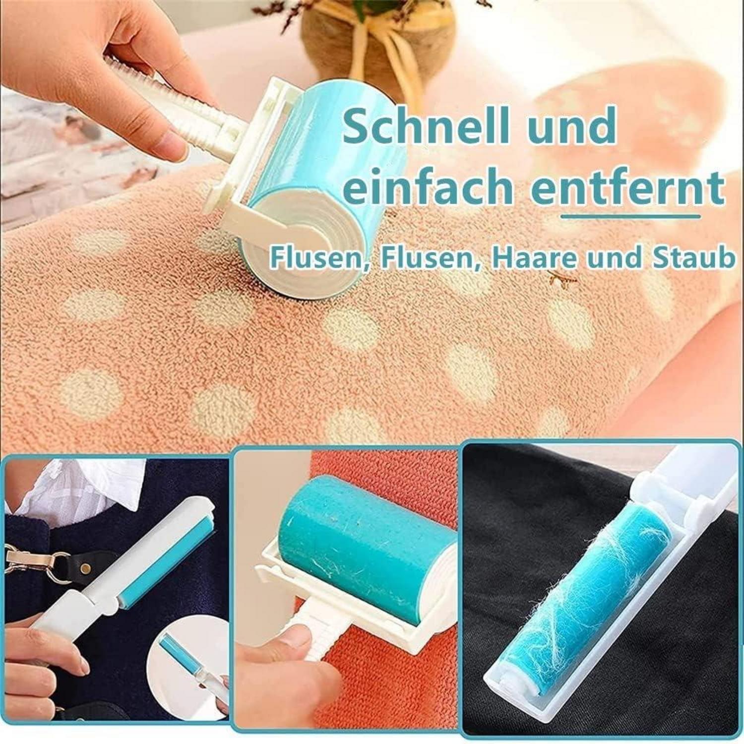 Wiederverwendbare Fusselrolle 6er Set in 2 Größen blau
