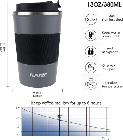 Tlater Kaffeebecher Edelstahl 380ml Thermobecher