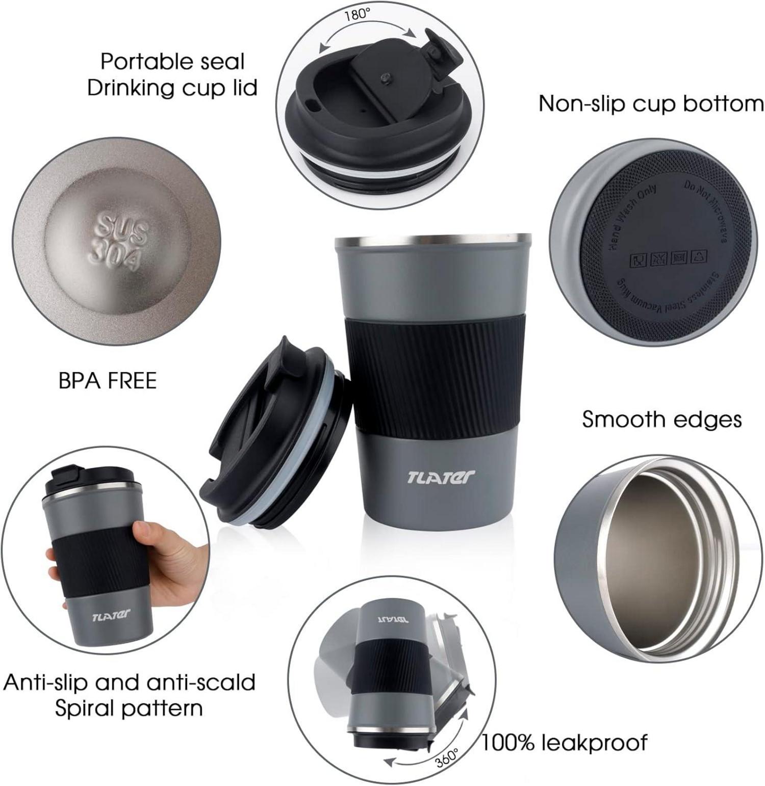 Tlater Kaffeebecher to go 380ml Thermobecher Isolierbecher Vakuum