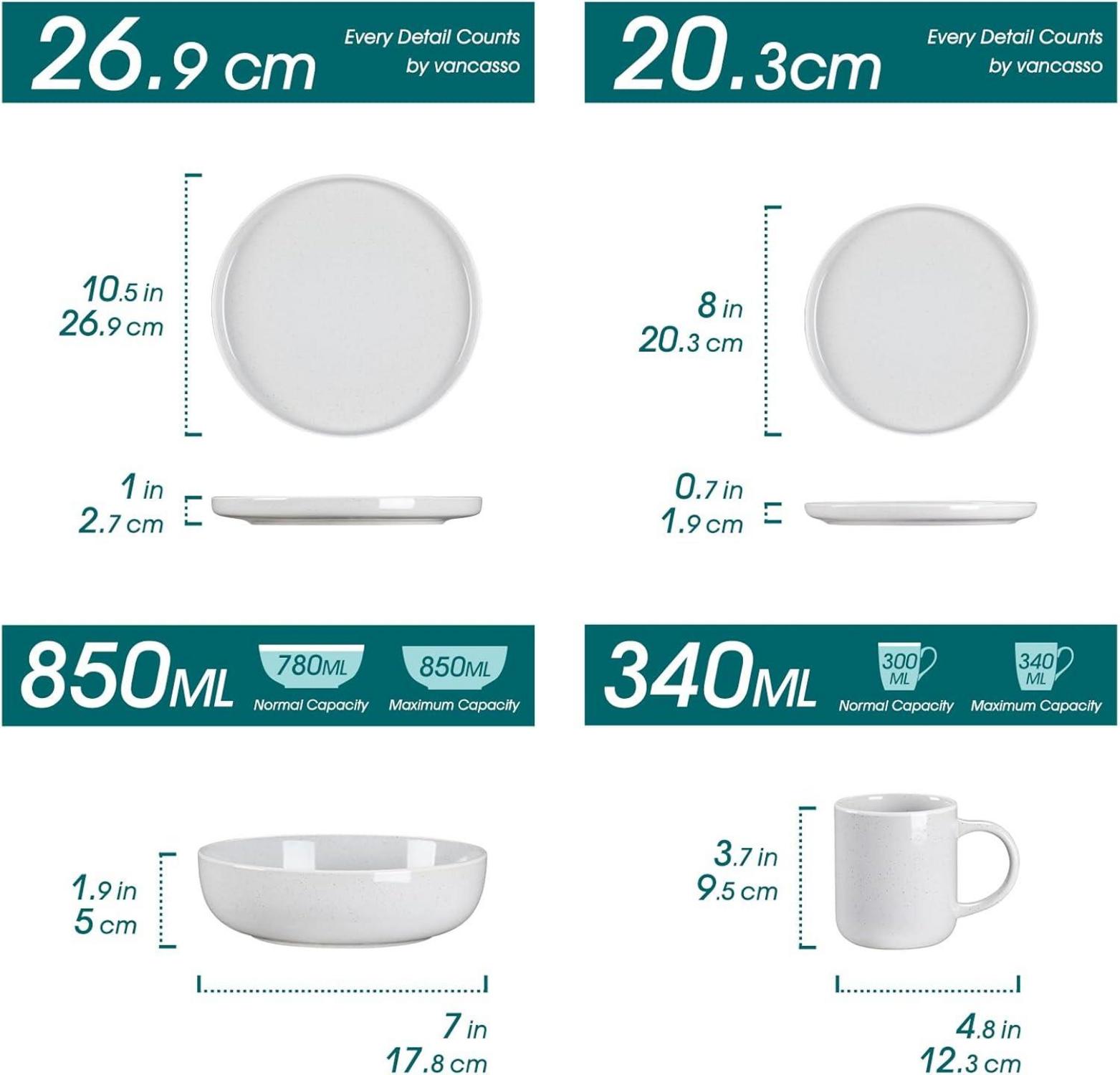 SESAM Steingut Tafelservice 48-teilig Kombiservice