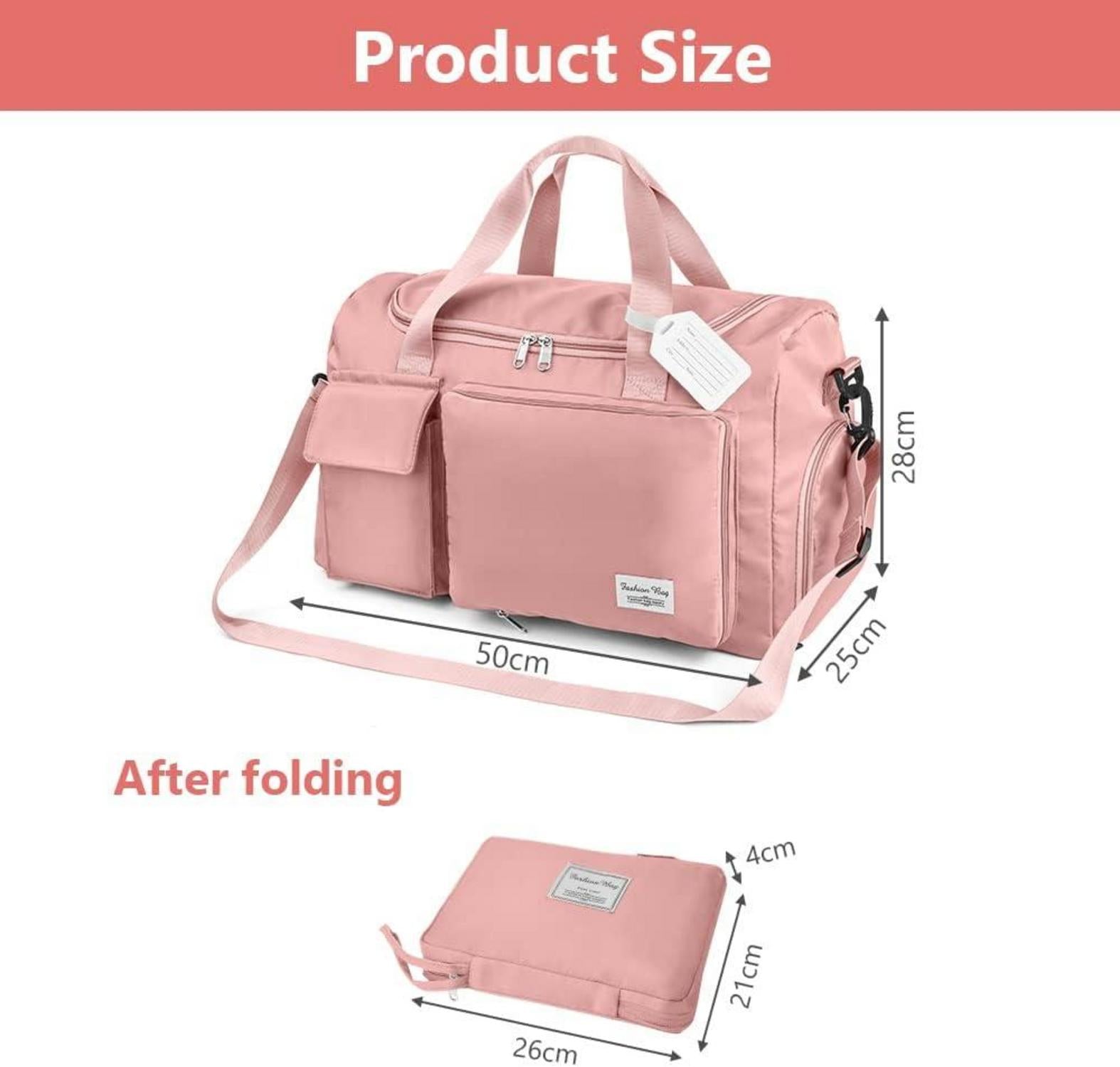 Faltbare 35L Reisetasche Wasserdicht Große Weekender - Rosa