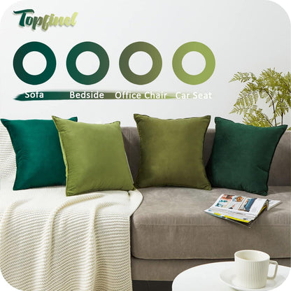 Topfinel Kissenbezug 40x40 cm grün 4er Set Samt Dekokissenbezug Sofa Schlafzimmer folkids
