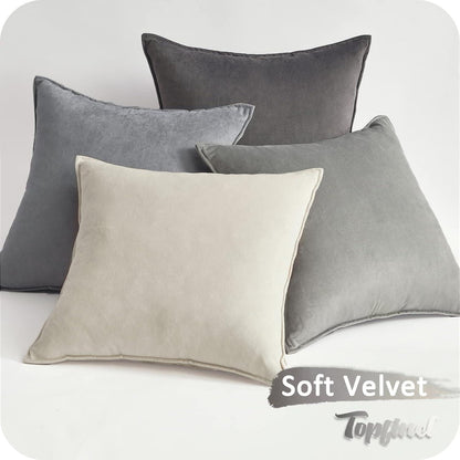 Kissenbezug 40x40cm grau 4er Set Samt Dekokissen Sofakissen Zierkissen