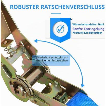 10 Spanngurte 800kg mit Ratsche – Blau, 6m x 25mm