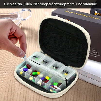 7-Tage Pillendose mit Stofftasche – Blüte 02