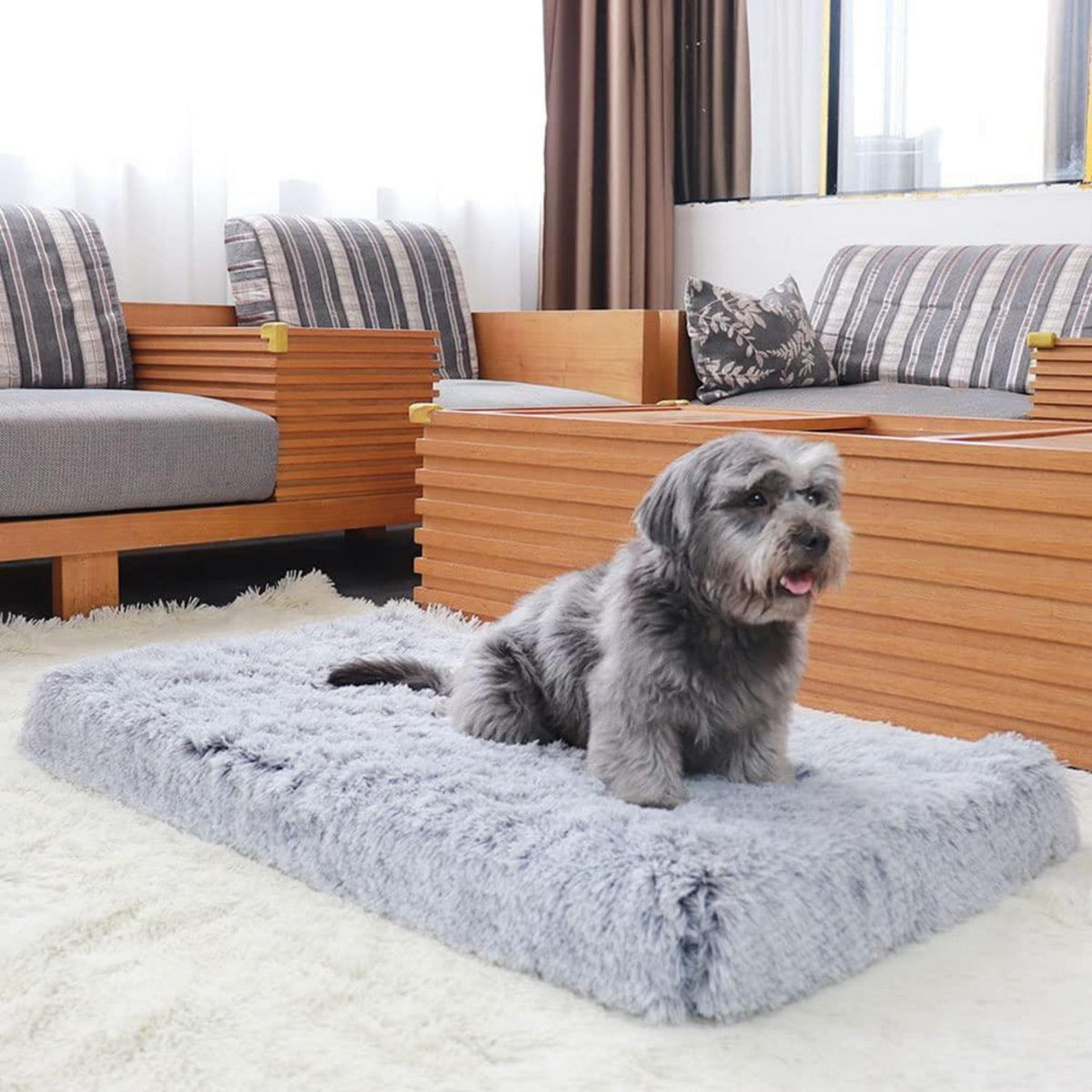 Flauschiges Hundebett mit Memory Foam – 100x60cm Grau