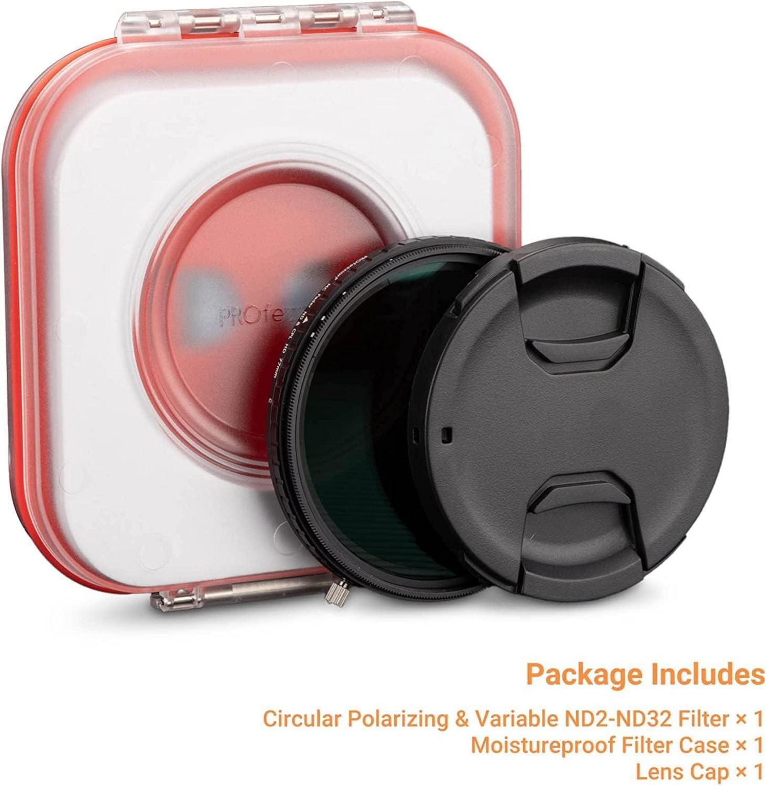 Professioneller 77mm Variabler ND CPL Filter 2 in 1 ND2-ND32 VND