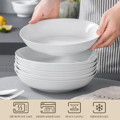Porzellan Schüsselset 6tlg. Cremeweiß 1200ml Pastateller Suppenschüssel Salatschalen