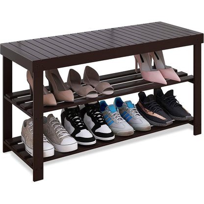 Schuhbank Bambus Schuhregal Sitzbank 3 Ablagen