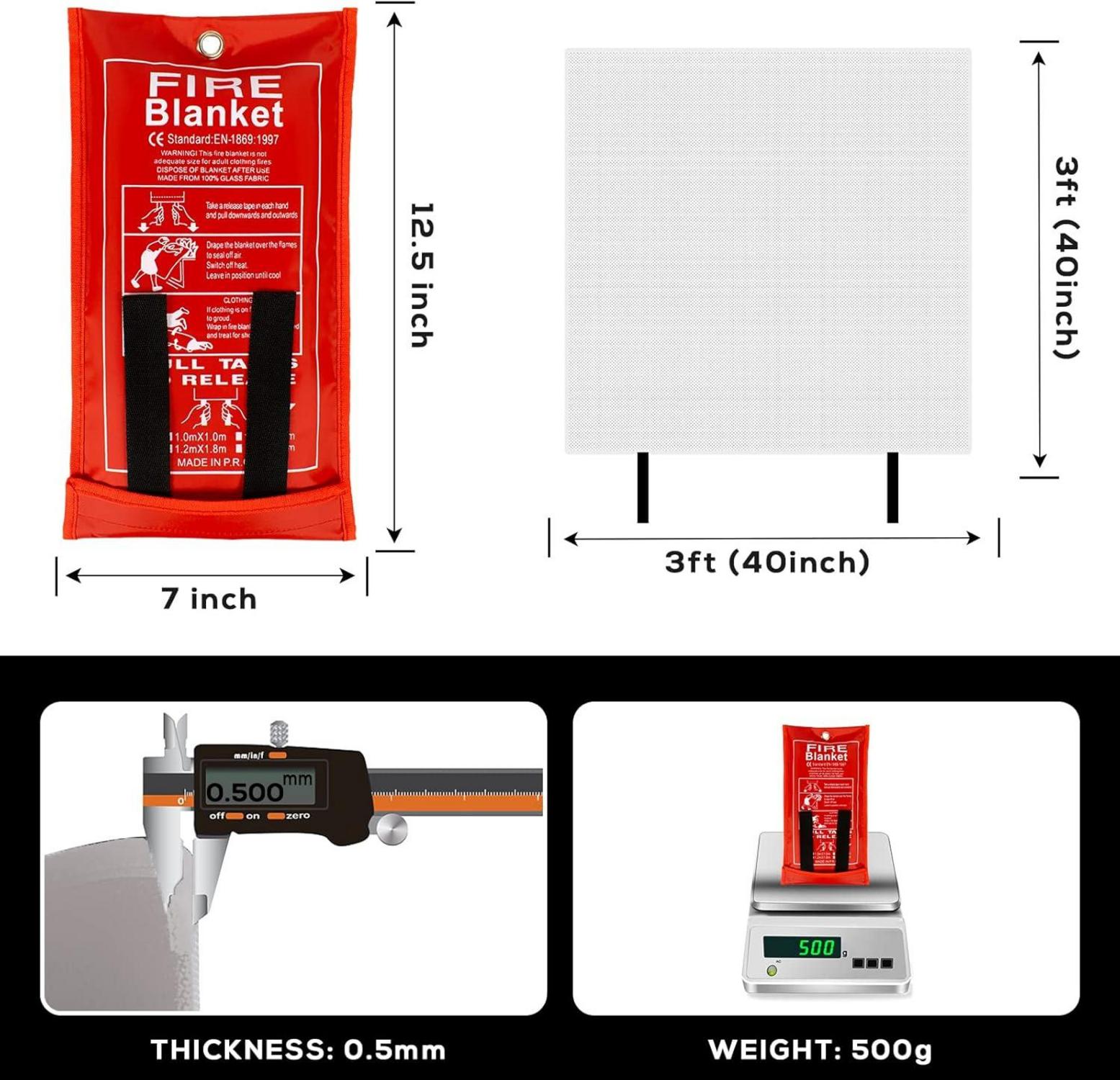 FLASLD Löschdecke 1m x 1m Glasfaser Brandschutzdecke DIN EN