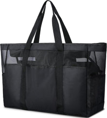 Strandtasche XXL mit Reißverschluss - Schwarz Mesh Beach Bag