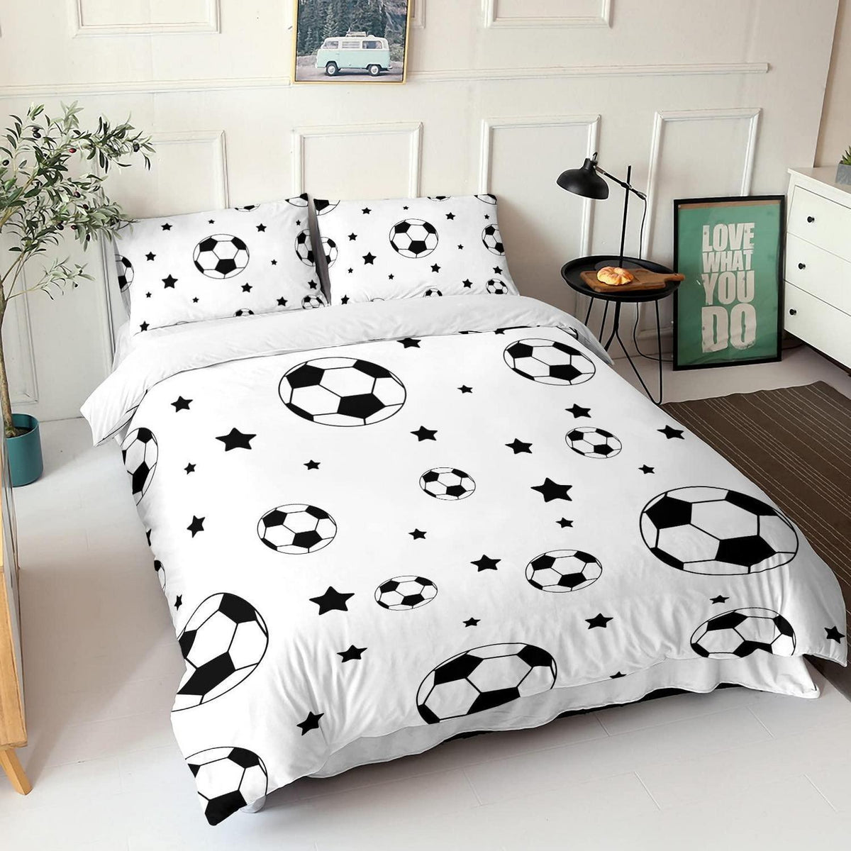 Fußball Bettwäsche Set Kinder 220x230cm mit Kissenbezügen