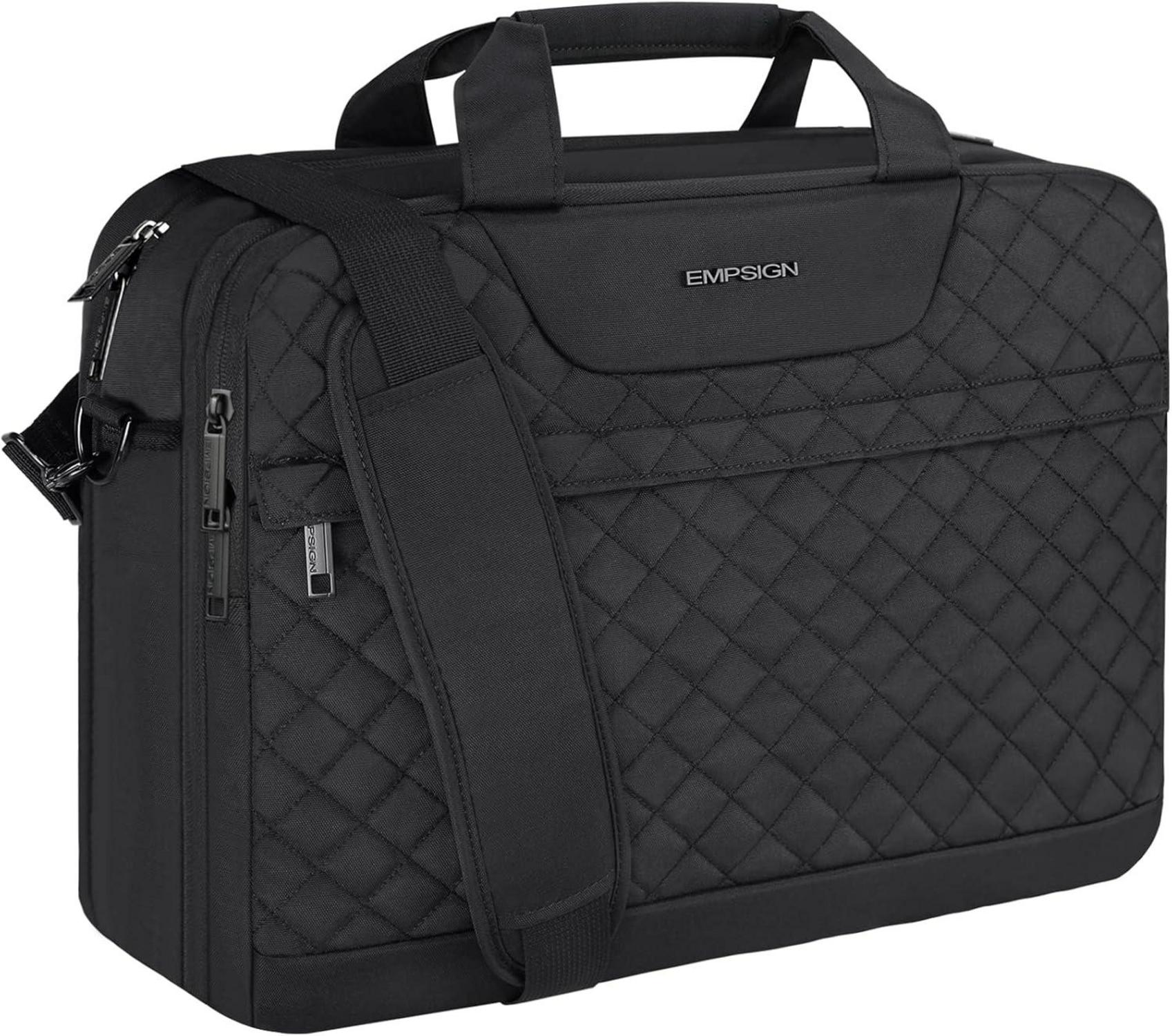 EMPSIGN Laptop Tasche 17 Zoll Wasserdicht Schwarz Business Aktentasche