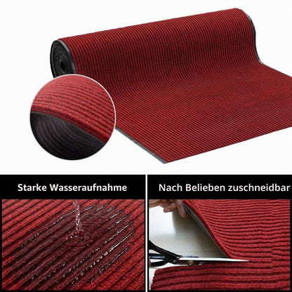 Läufer Teppich 90x300cm rutschfest, Streifenmuster rot