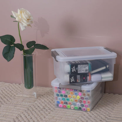 8er-Set Kleine Aufbewahrungsbox mit Deckel Stapelbar 3L Transparent