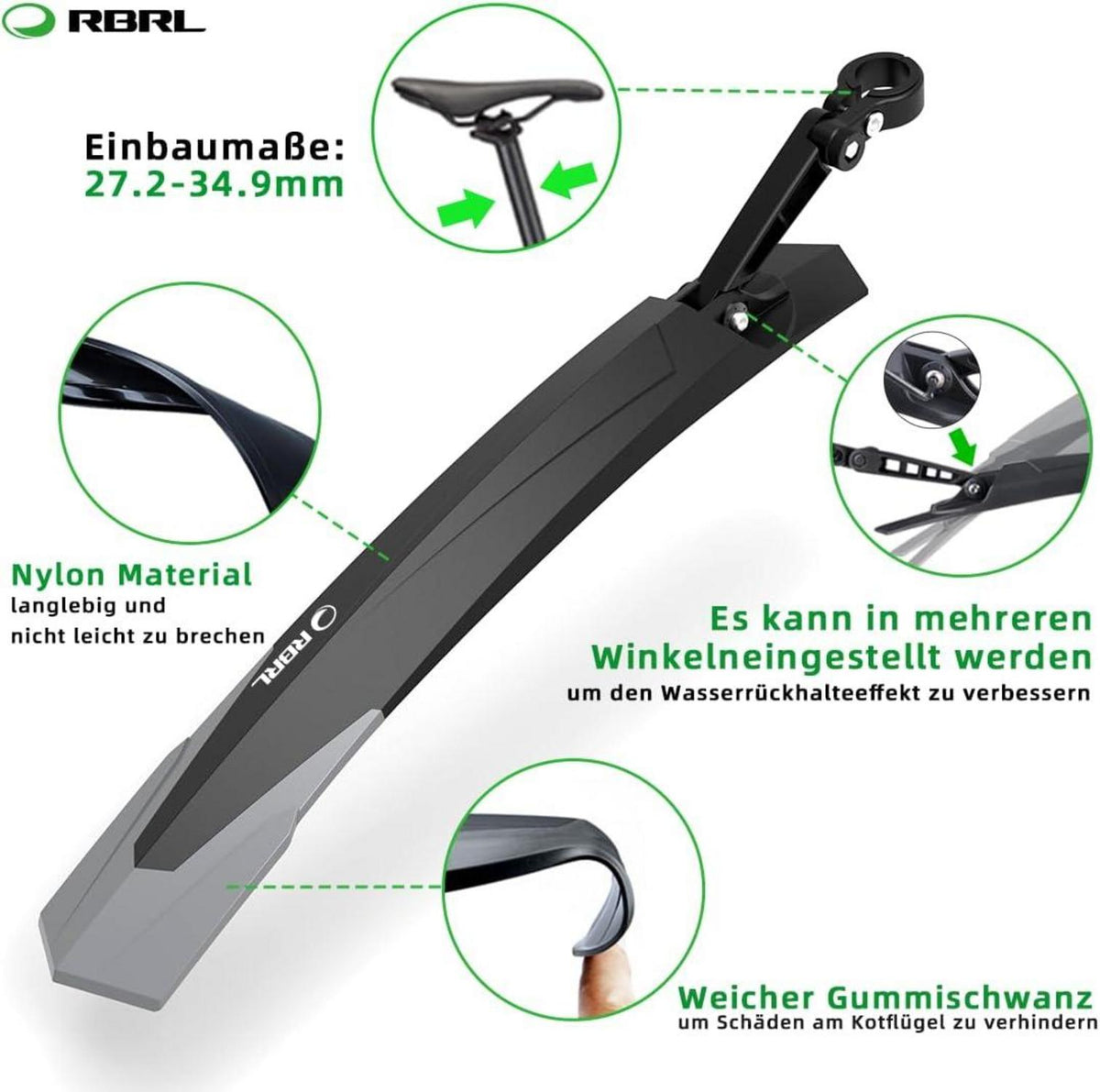 RBRL Fahrrad Schutzblech Set 24-29 Zoll MTB Universal Bike Fender Kit