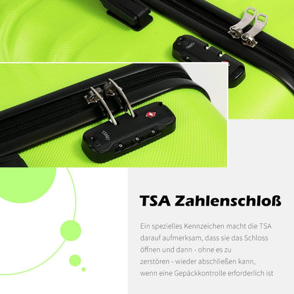 COOLIFE Hartschalen-Koffer Trolley Rollkoffer 4 Rollen TSA-Schloss Schwarz
