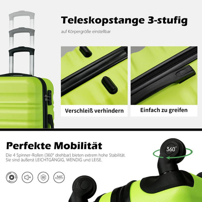 COOLIFE Hartschalen-Koffer Trolley Rollkoffer TSA 4 Rollen Schwarz