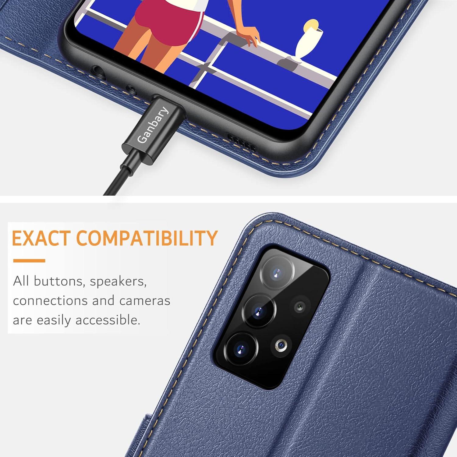 Samsung Galaxy A52 A52s 5G Handyhülle Leder Flipcase Blau Magnetverschluss