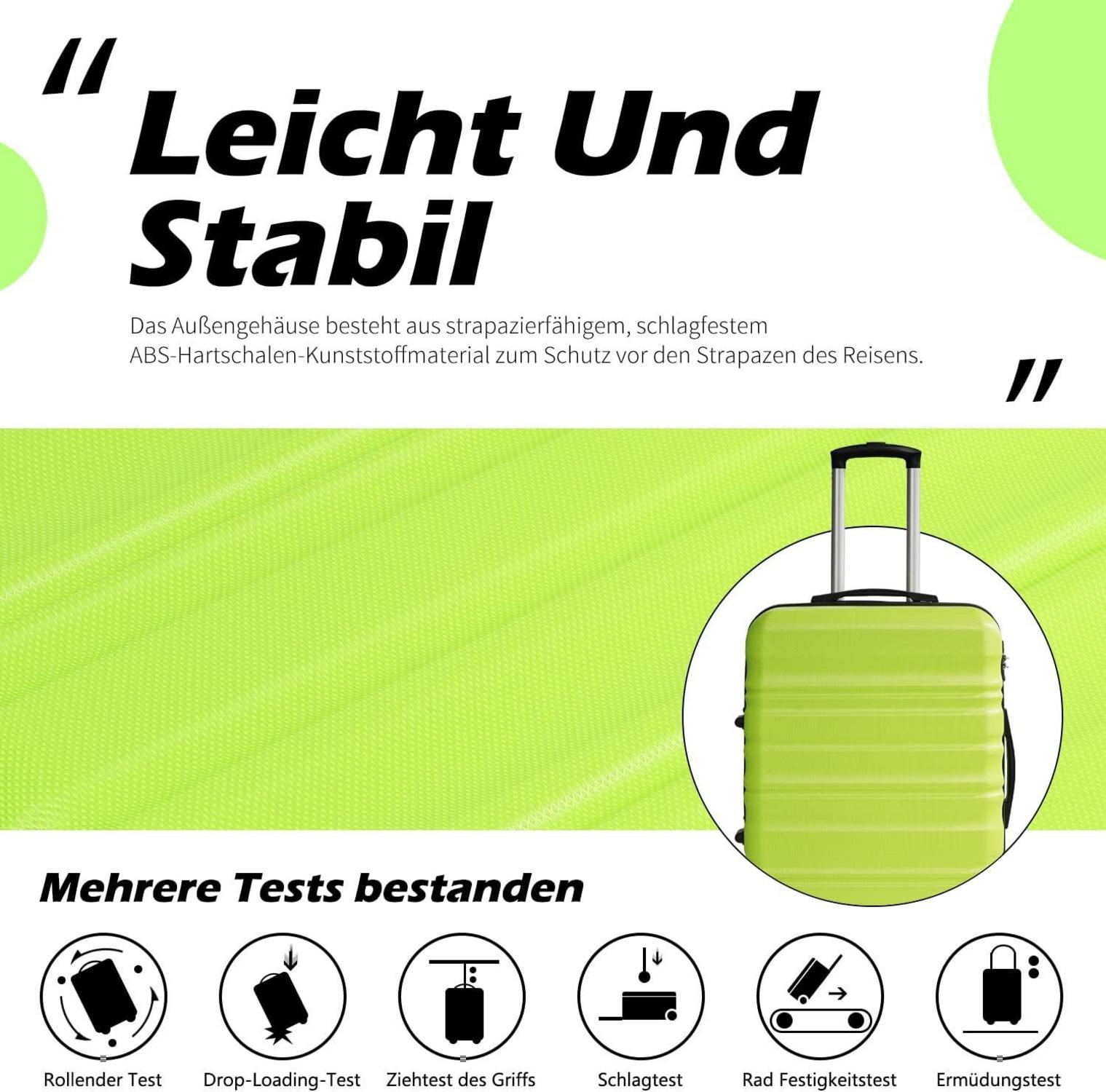 Hartschalen-Koffer Set mit TSA-Schloss und 4 Rollen Grün