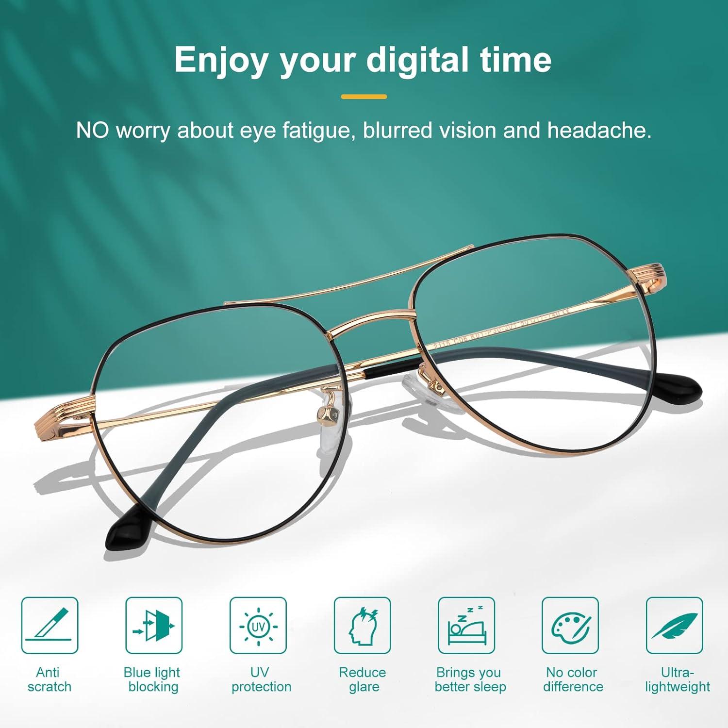 Damen Herren Blue Light Blocking Glasses PC Gaming Brille Gold UV