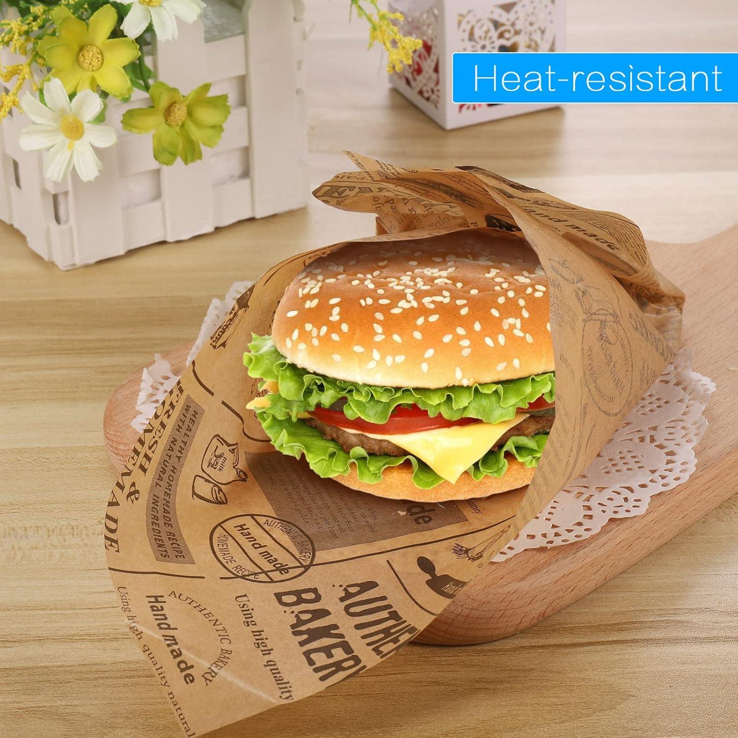 Deli Papierblätter Pommes Burger Wrap Backpapier 100 Blätter 25x25cm