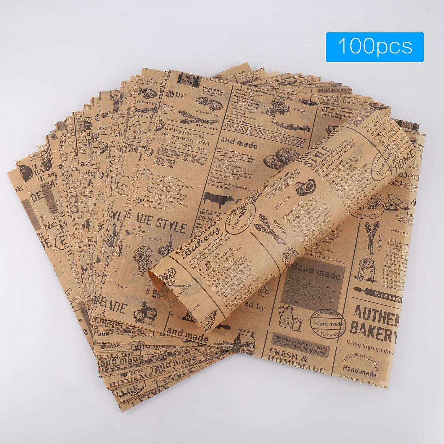 Hejo 100 Blätter Deli Papier für Burger, Pommes, Korb