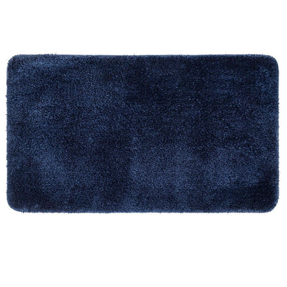 Rutschfester Badezimmerteppich dunkelblau 70x120 cm Mikrofaser