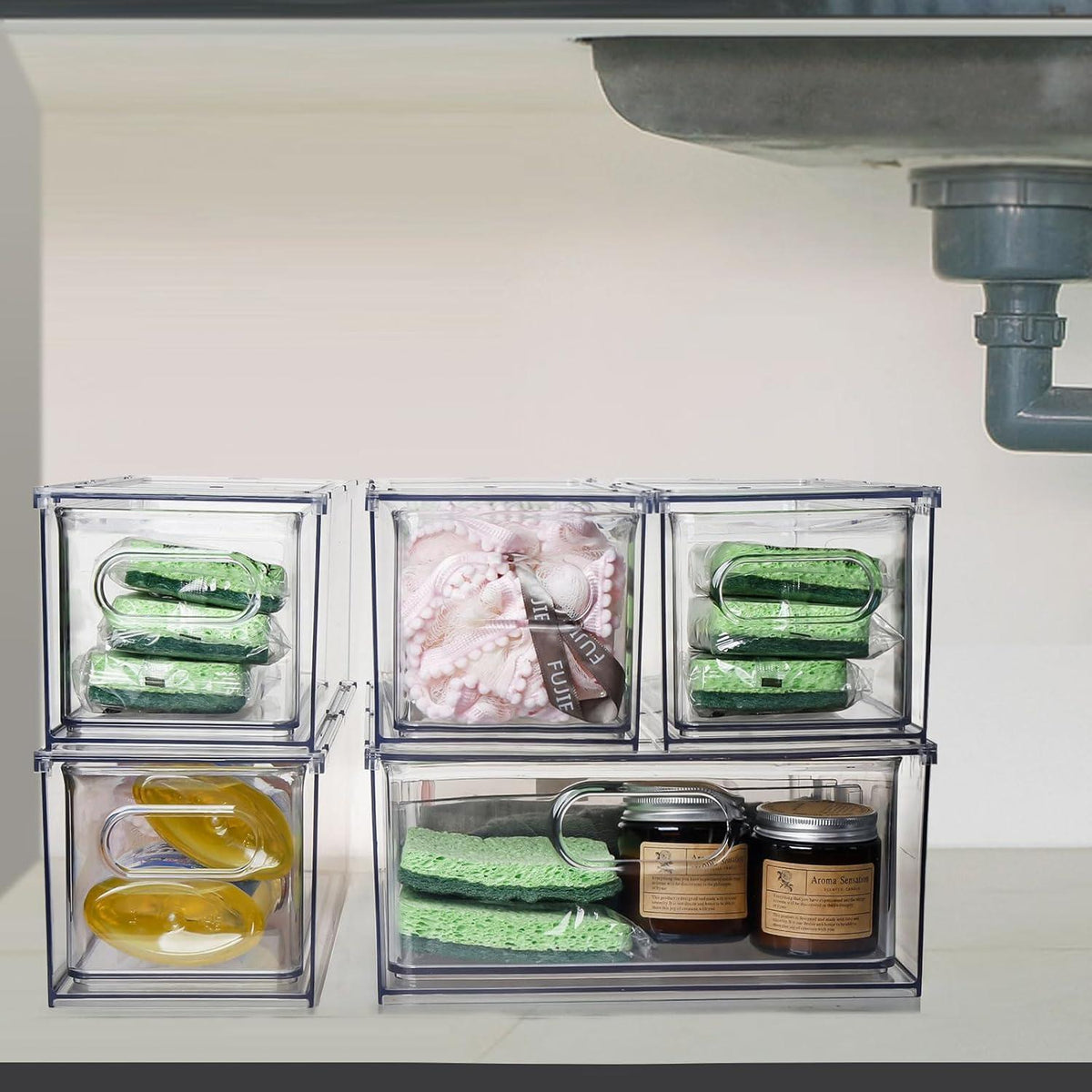 Kühlschrank Organizer Schublade Set mit Griff, Stapelbar