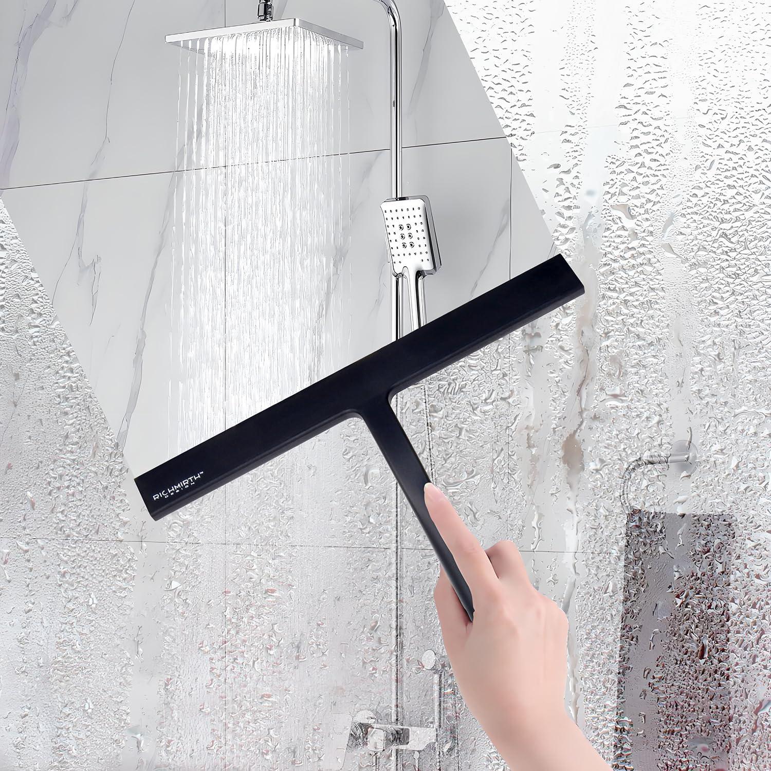 Duschabzieher Set Silikon 28cm Fensterabzieher Glasabzieher Schwarz
