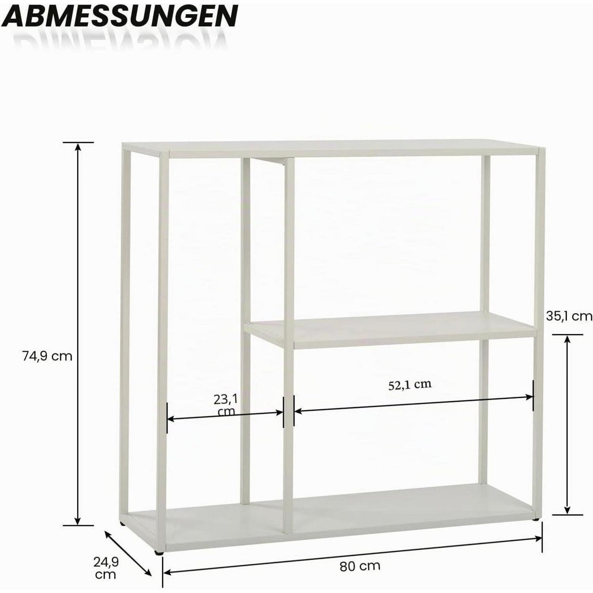 Moderner Konsolentisch mit 3 Ablagen – Weiß 80x25x75cm