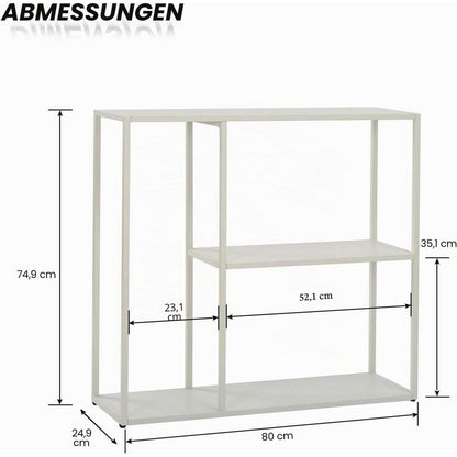 Moderner Konsolentisch mit 3 Ablagen – Weiß 80x25x75cm