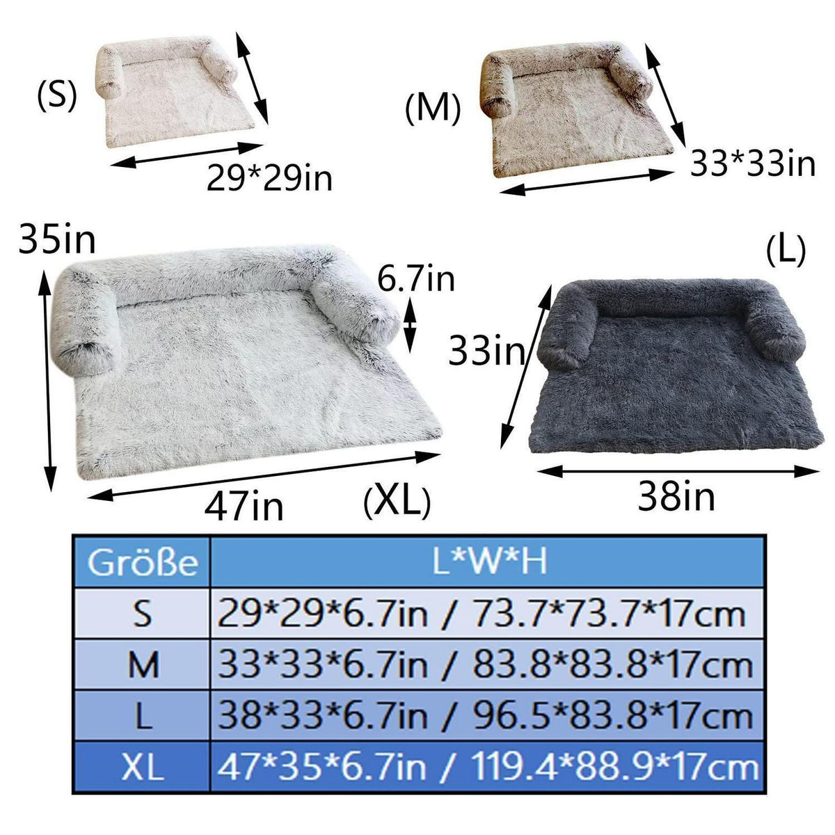 Flauschiges Hundebett Waschbar – Beige, Mittelgroß