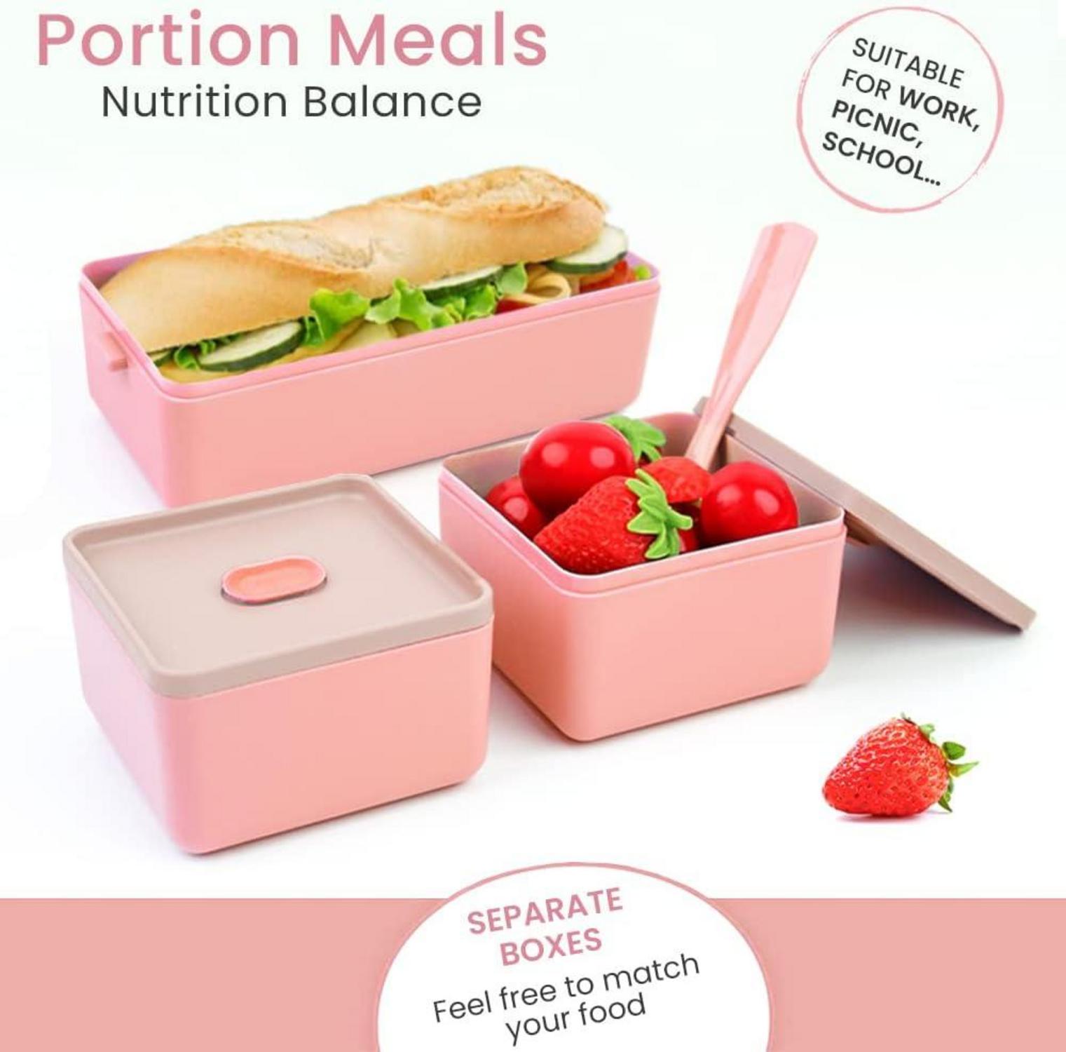 Bugucat Brotdose Kinder mit Fächern 1400ml Lunchbox Besteck Bento Box Auslaufsicher Schule Kindergarten Mädchen Jungen