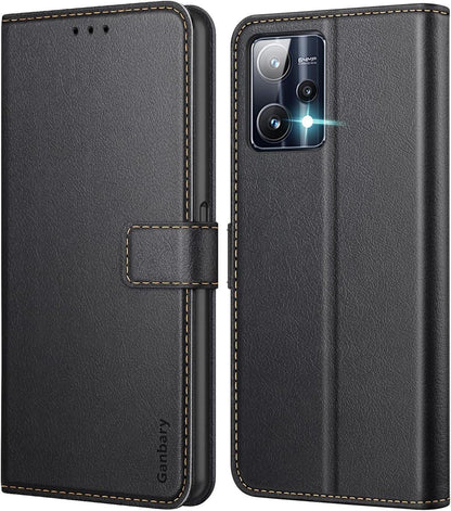 Handyhülle für Realme 9 Pro Premium Leder Flipcase Schwarz