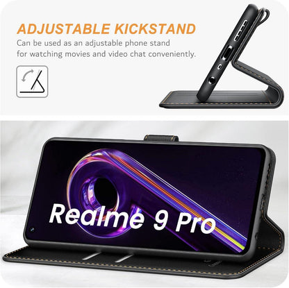 Ganbary Realme 9 Pro Handyhülle: Premium Leder Flipcase mit Kartenschlitzen & Standfunktion - Schwarz