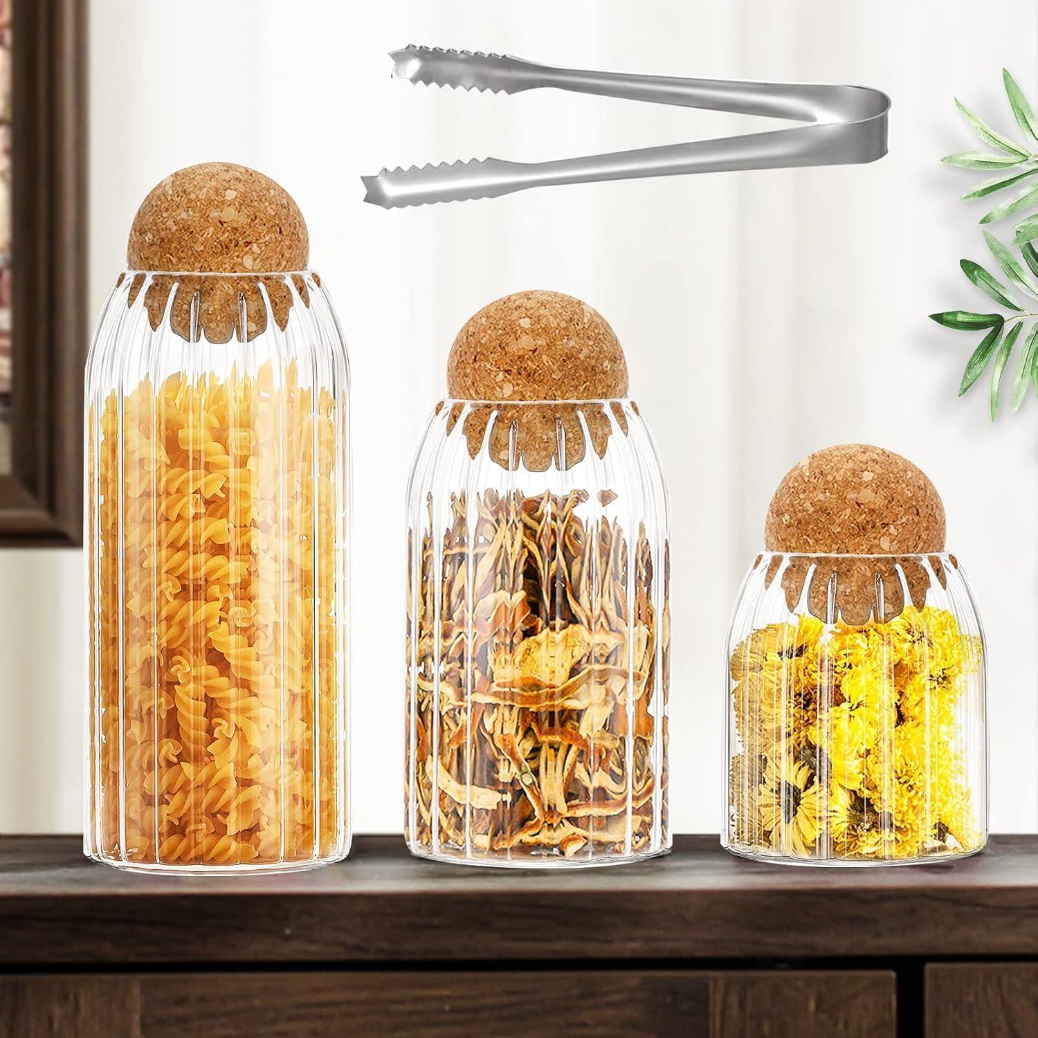 Glasgefäß Set mit Kugelkorken für Küche & Speisekammer