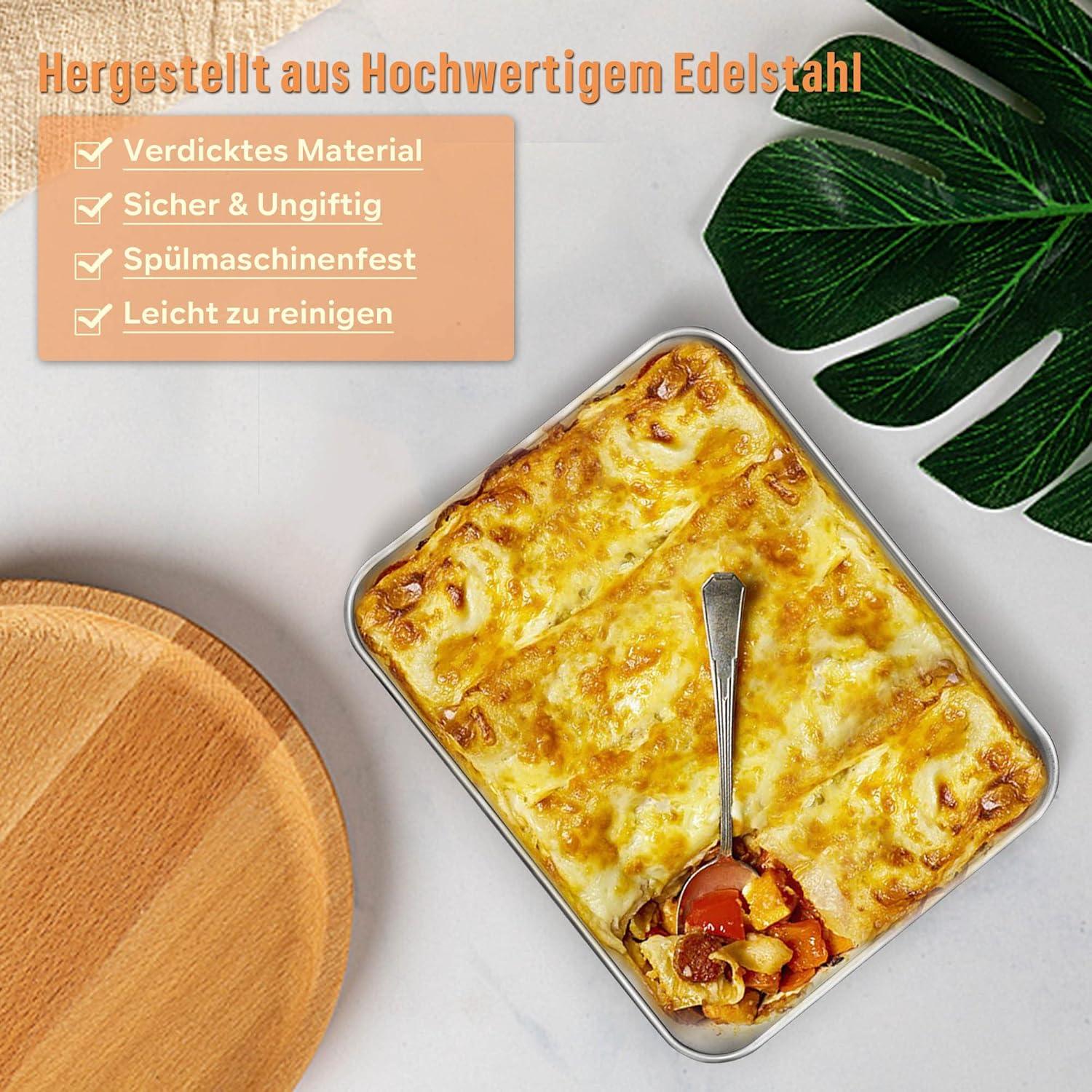 Auflaufform Edelstahl Rechteckig Kuchenform 24x18x5cm Lasagne Brownie