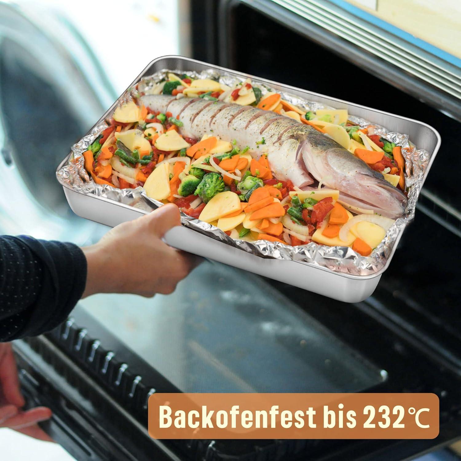 Rechteckiges Edelstahl Backblech 31.5x25x5cm für Lasagne Brownie